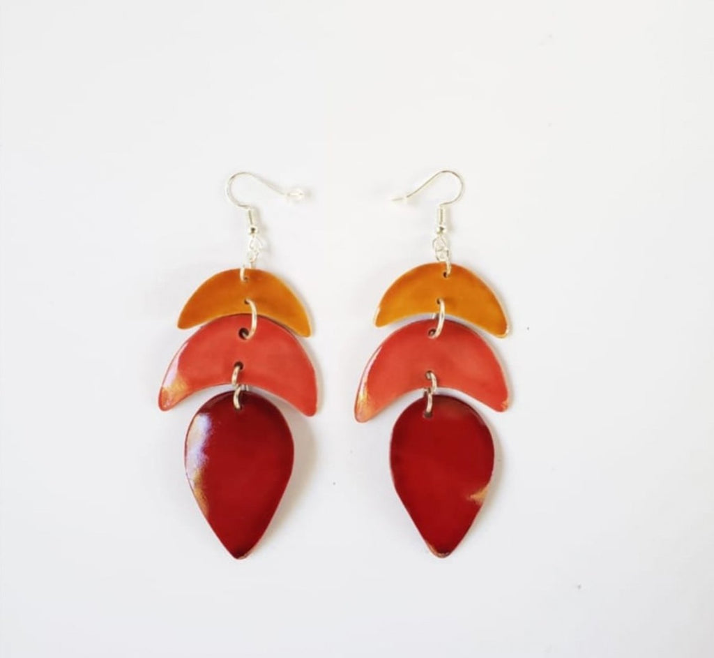 red coral orange dangle earring