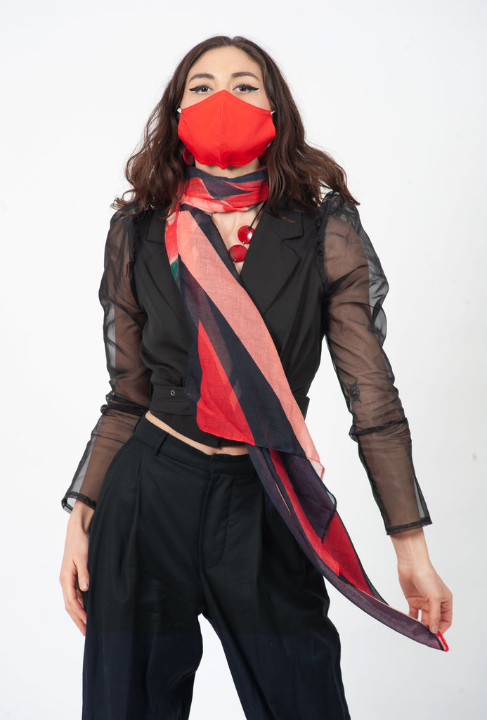 coral red stripes custom scarf 