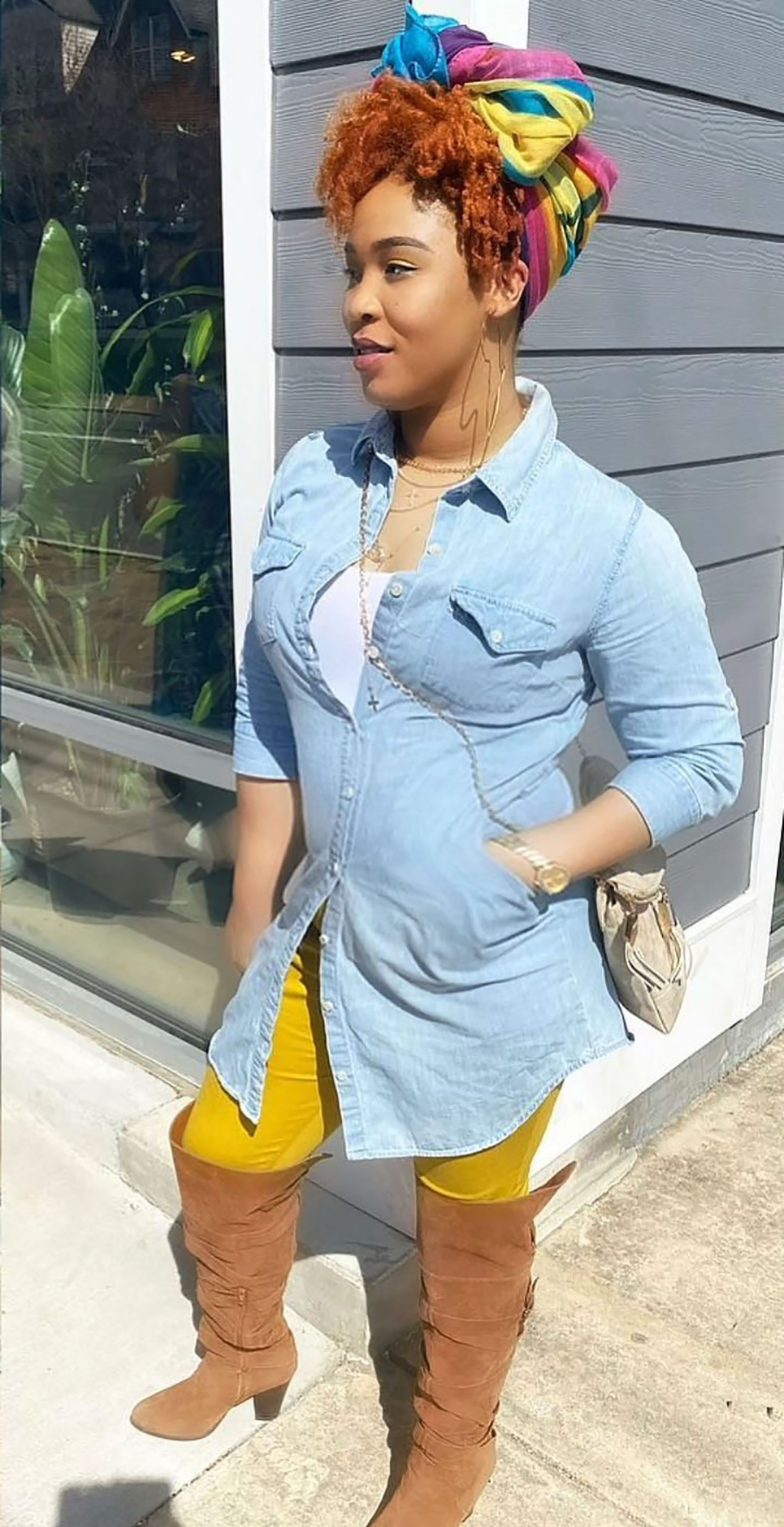 pink yellow teal purple scarf