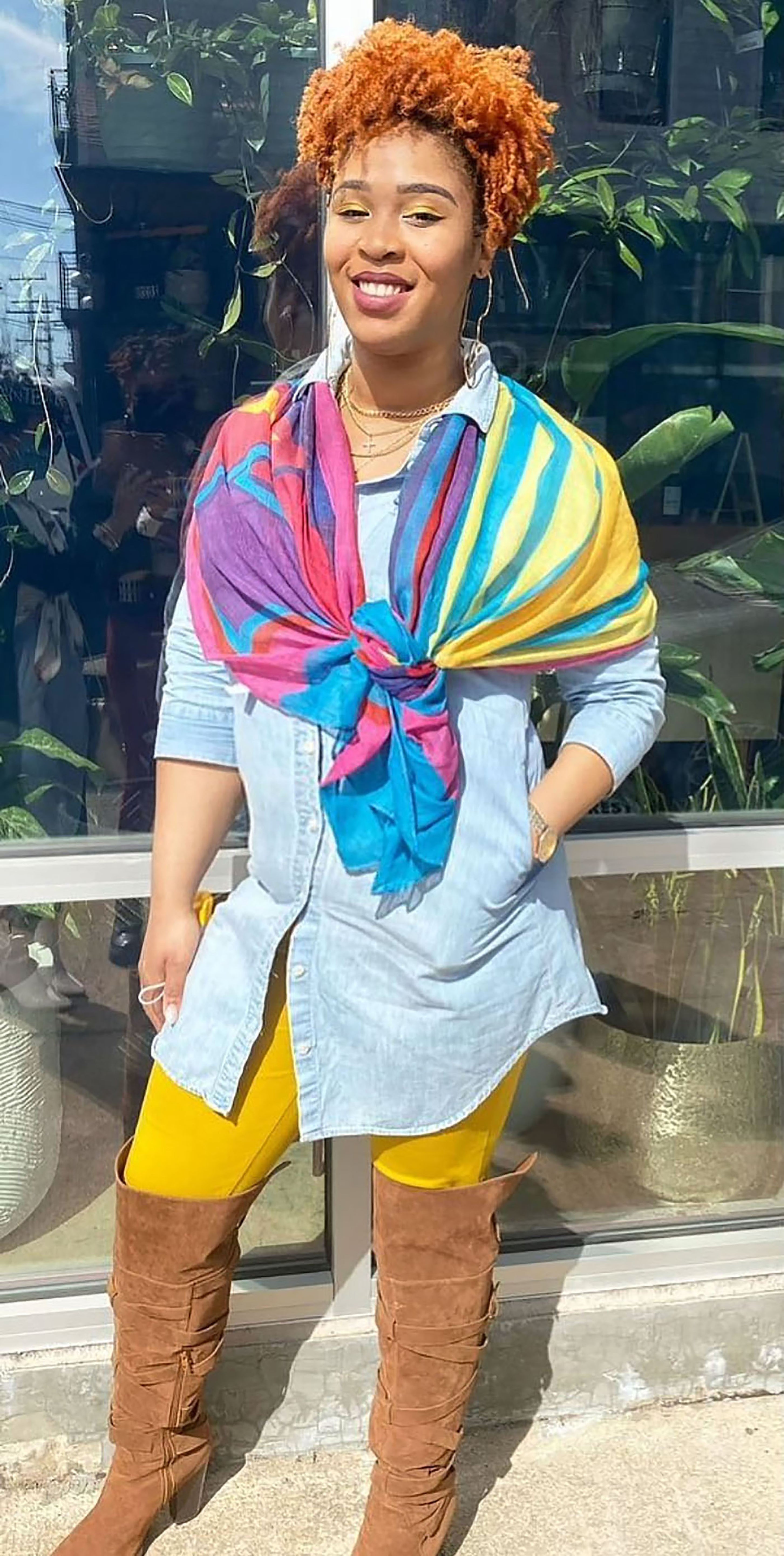 colorful graphic lightweight scarf