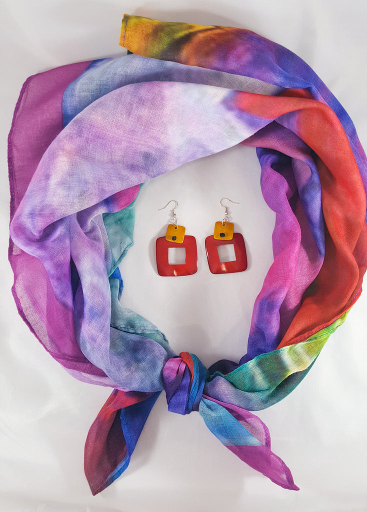 earrings with matching scarf